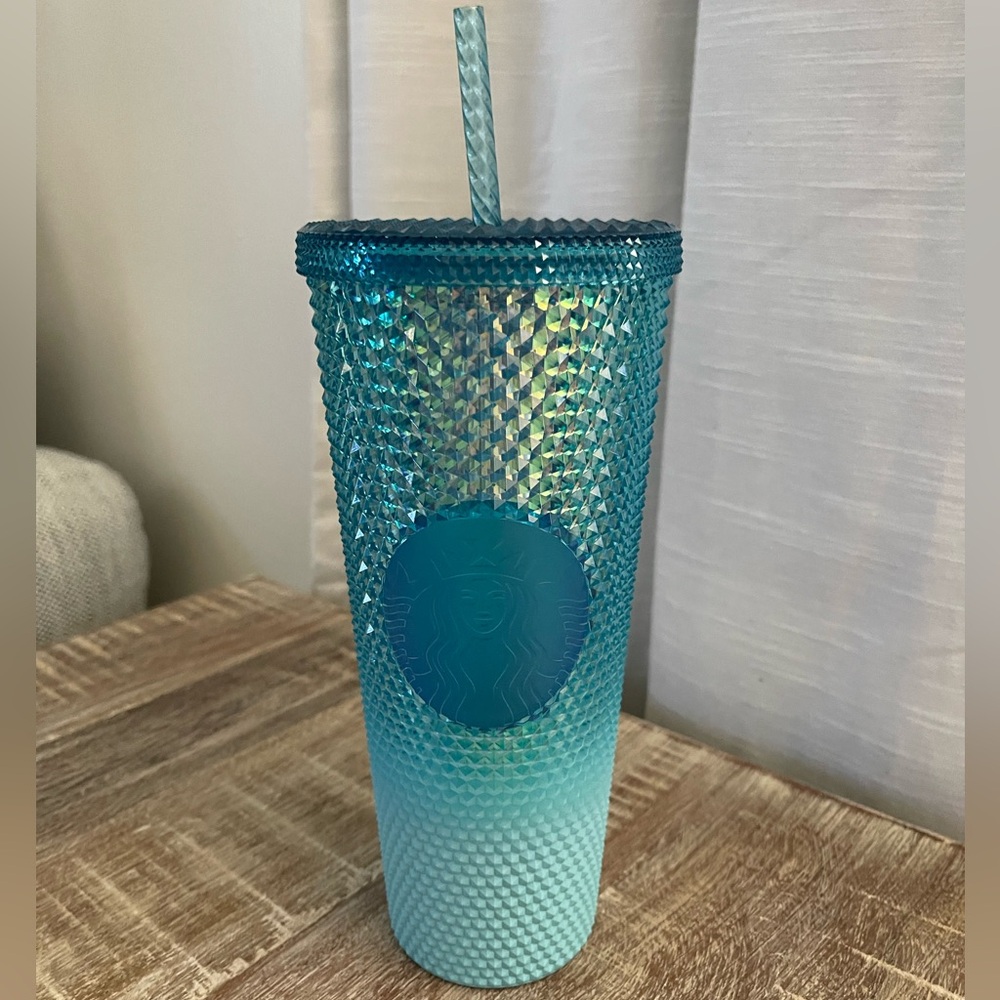 Starbucks Glacier Blue Ombre Gradient Studded Tumbler 24oz Venti 2023 Bling Cup